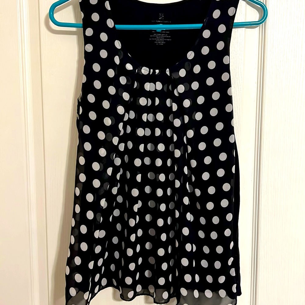 Black and white polka dot tank top/blouse
